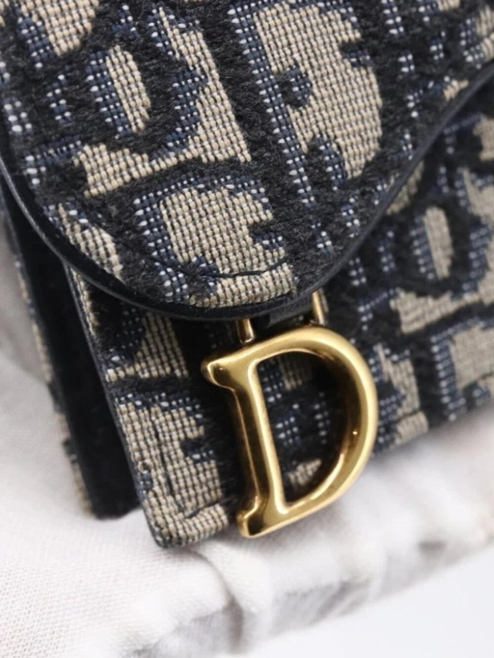 Christian Dior Trotter Canvas Saddle Coin Card Case Navy - Picture 10 of 16